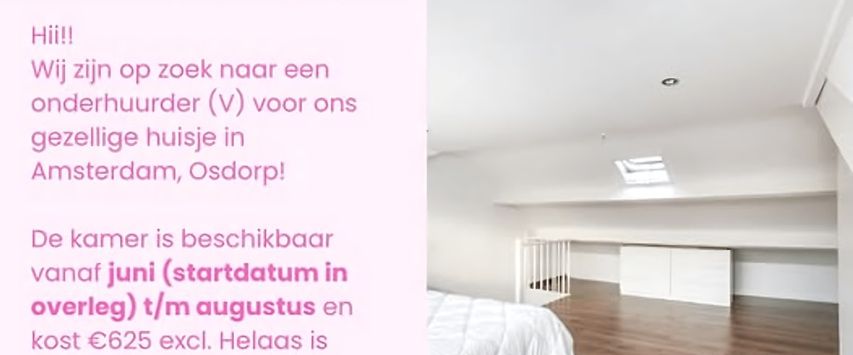 Kamer huren in Amsterdam