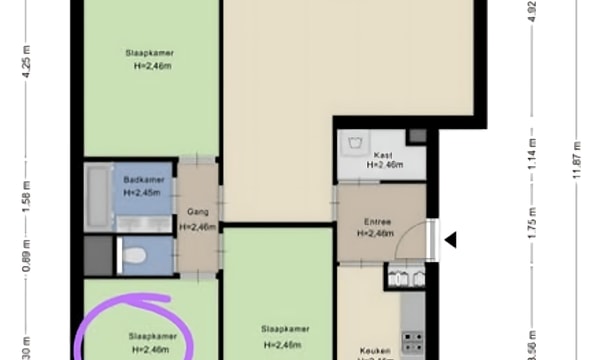 Kamer | 10m² | €525,-