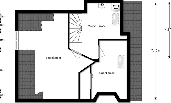 Kamer | 13m² | Rederijkerstraat | €635,-