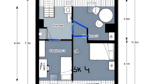Kamer | 14m² | Staringstraat | €500,-