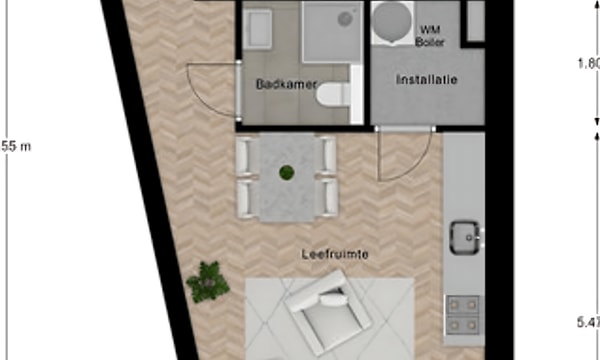 Kamer | 43m² | €1050,-