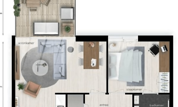 Kamer | 47m² | €975,-