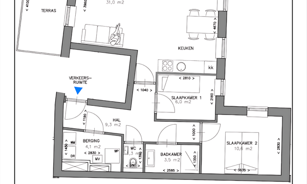 Appartement | 57m² | €1595,-