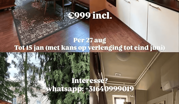 Gemeubileerde studio met tuin en tijdelijke huur