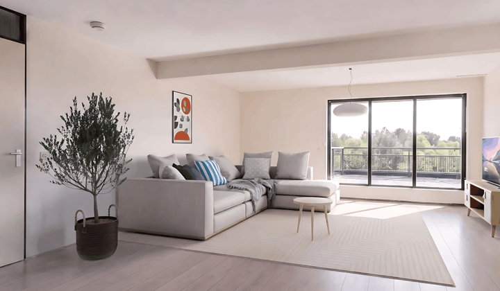 Appartement met balkon en vrij uitzicht, geschikt voor werkenden