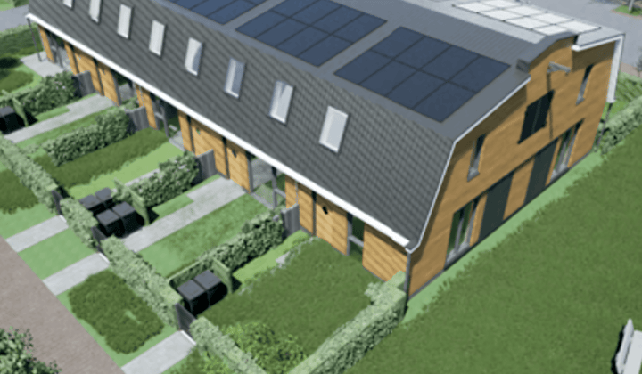 Tijdelijke laagbouwwoning met tuin en parkeerplaats