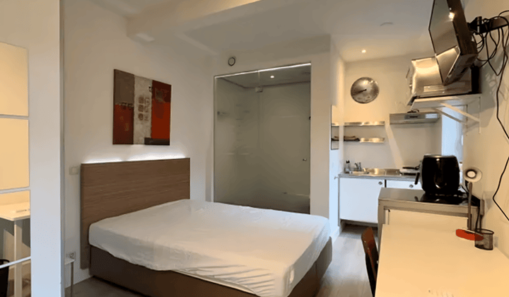 Gemeubileerde studio met eigen badkamer en gedeelde tuin