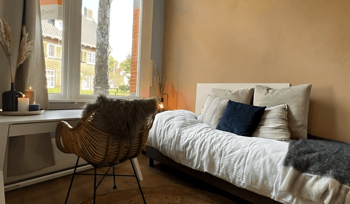 Gestoffeerde studio met eigen badkamer en keuken