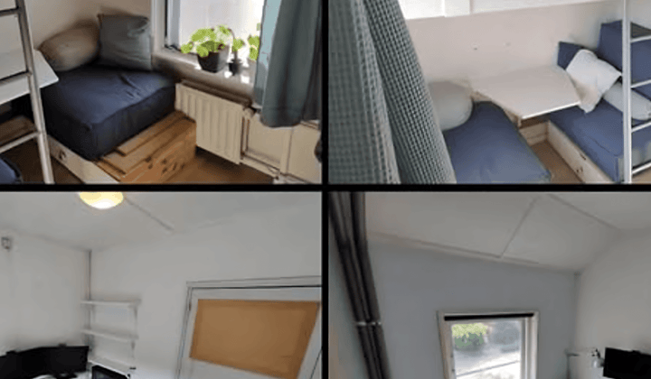 Twee kleine kamers met tuin en wasmachine inbegrepen