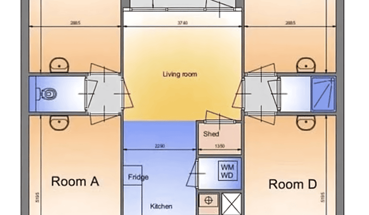 Studentenkamer 15m² met gedeelde woonkamer en keuken