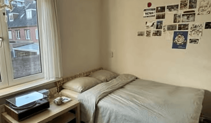 Kamer met eigen wastafel en ingebouwde kast inclusief wasmachine en tuin