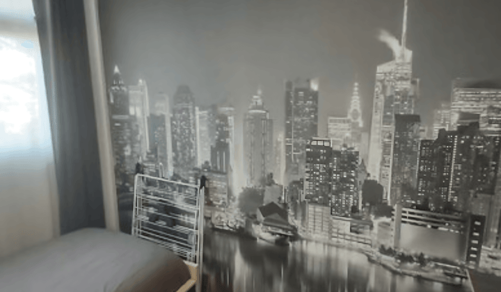 Kamer op tweede verdieping met meubels