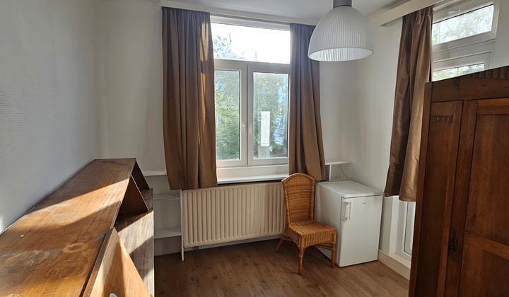 Gestoffeerde studentenkamer met balkon