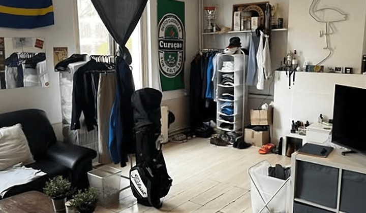 Studentenkamer met wasmachine en mooie badkamer