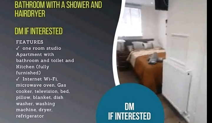 Gemeubileerde studio met privébadkamer
