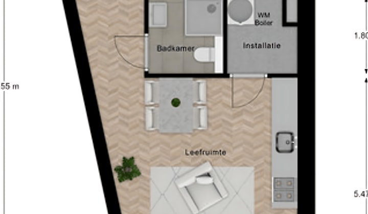 Kamer | 43m² | €1050,-