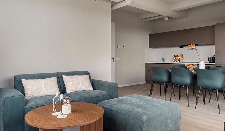 Gemeubileerd appartement met 2 slaapkamers en eigen wasmachine