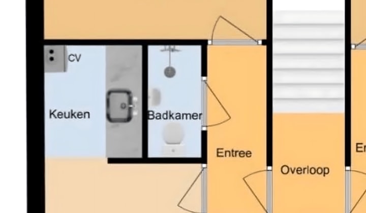 Zelfstandig appartement met slaapkamer en gedeeld dakterras