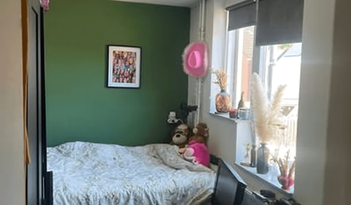 Kleine kamer met tuin en wasmachine in gedeeld huis