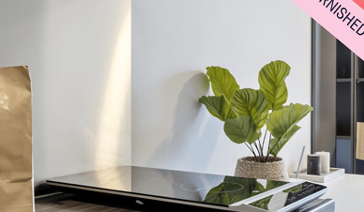 Gemeubileerde studio met stoffering en parkeerplek