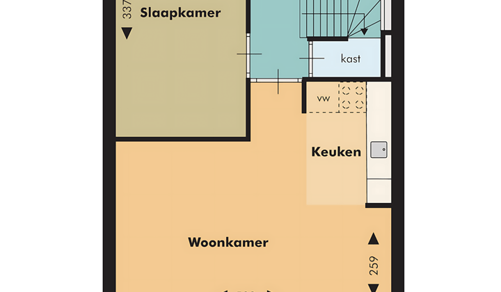 Kamer | 59m² | €1029,-