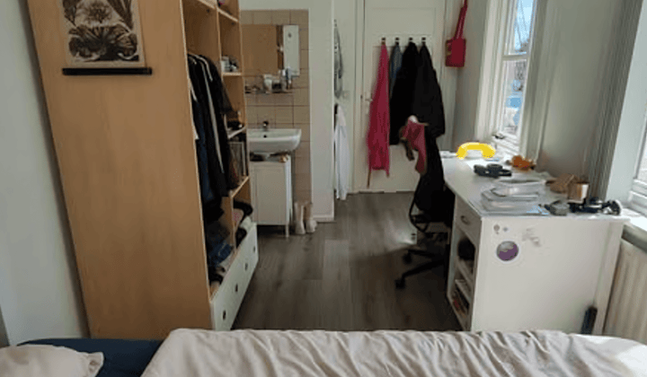 Studentenkamer met eigen wastafel en toilet