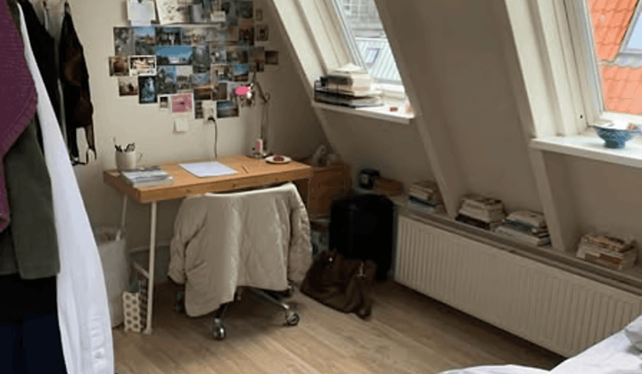 Studentenkamer met kleine tuin en wasmachine