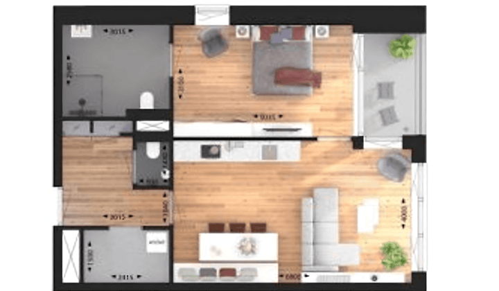 Appartement 1 slaapkamer met keuken en badkamer