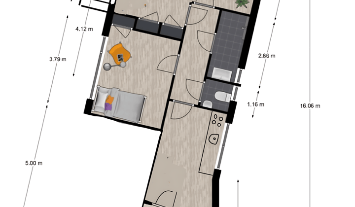 Kamer · 46 m² · €658,-