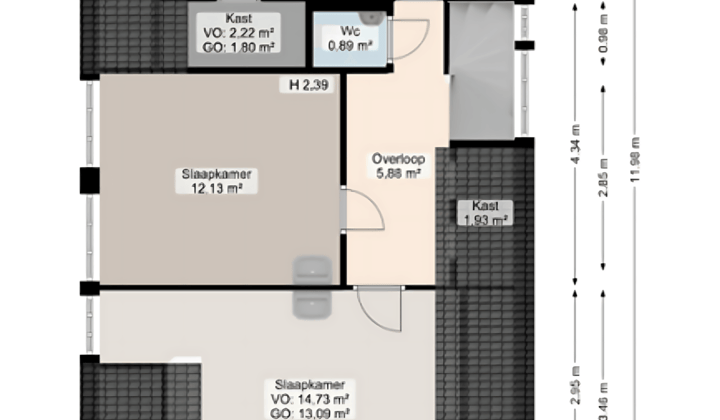 Kamer · 13 m² · €575,-