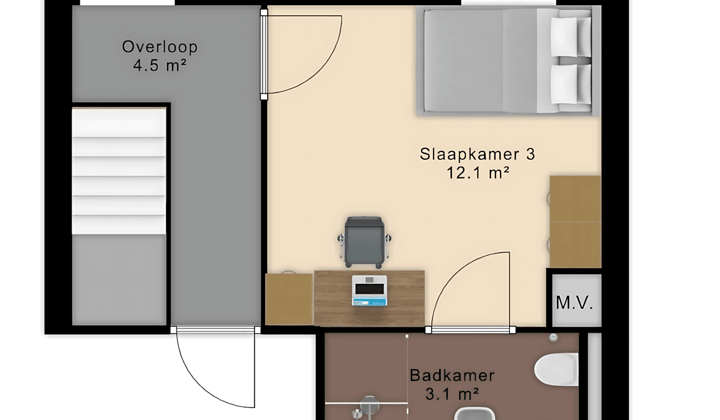 Kamer · 15 m² · €738,-